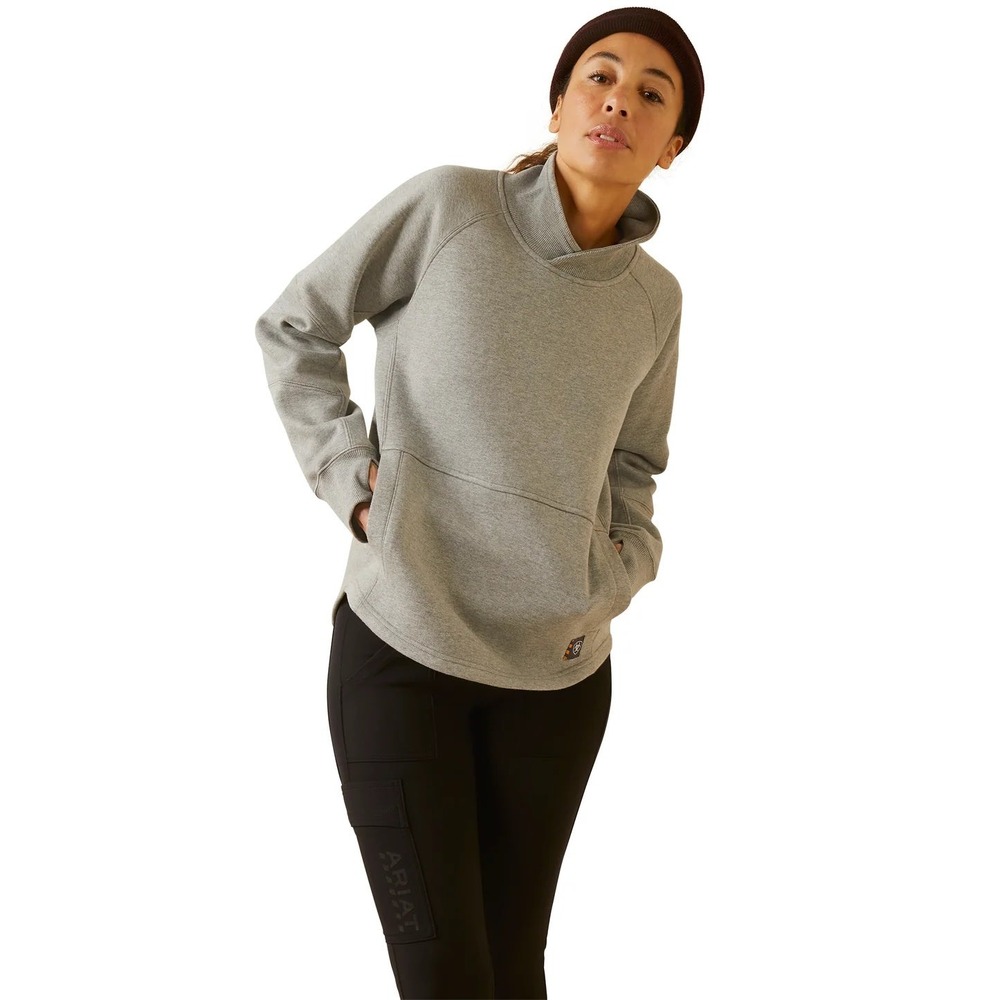 Ariat Rebar Workman Oversized Funnel Sweatshirt Gray Fleece XL 10046379